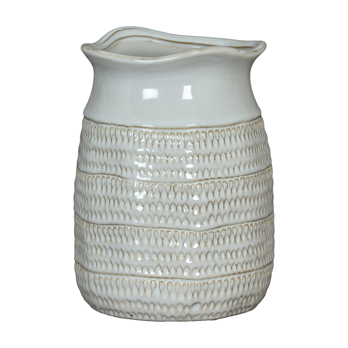 Cylinder Hewn Ceramic Vase – White