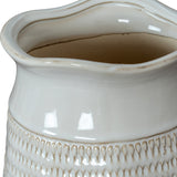 Cylinder Hewn Ceramic Vase – White