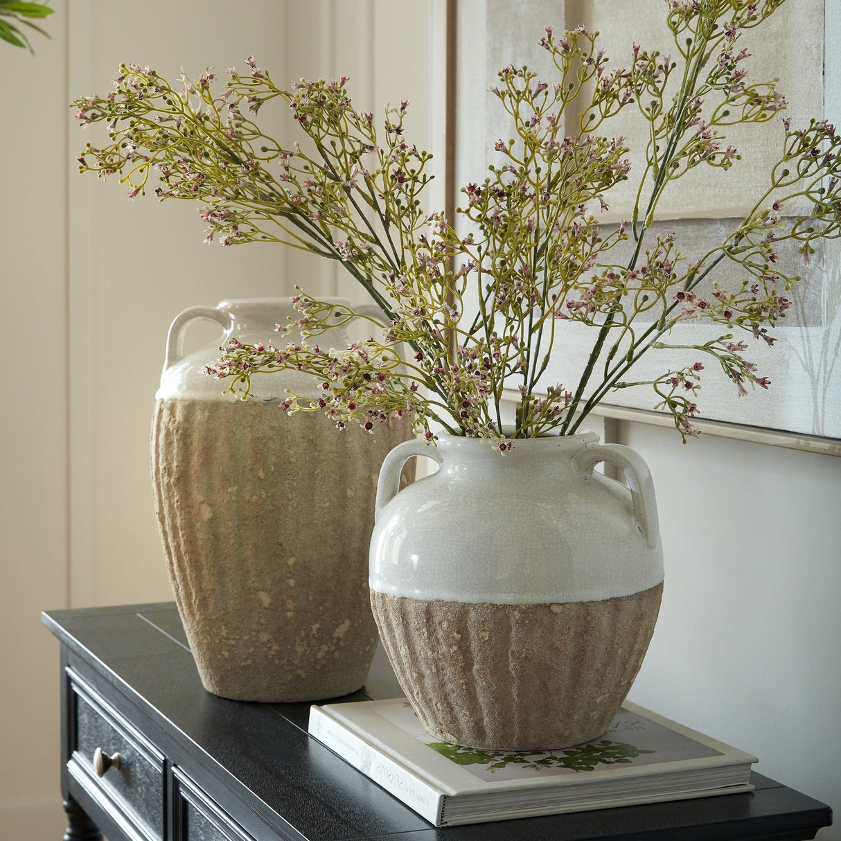 Medium Amphora Ceramic Vase – White