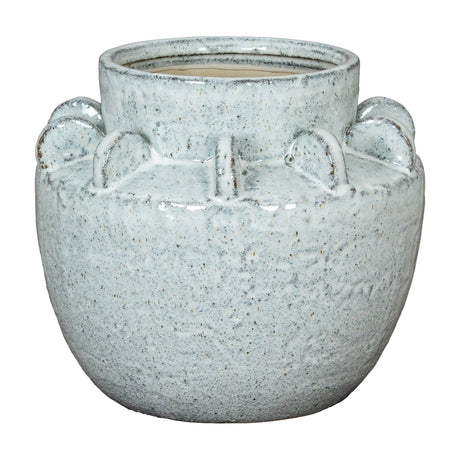 Hill Interiors Medium Hydria ceramic vase in speckled white glaze with a rounded body, short open neck, and decorative loop details around the shoulder.