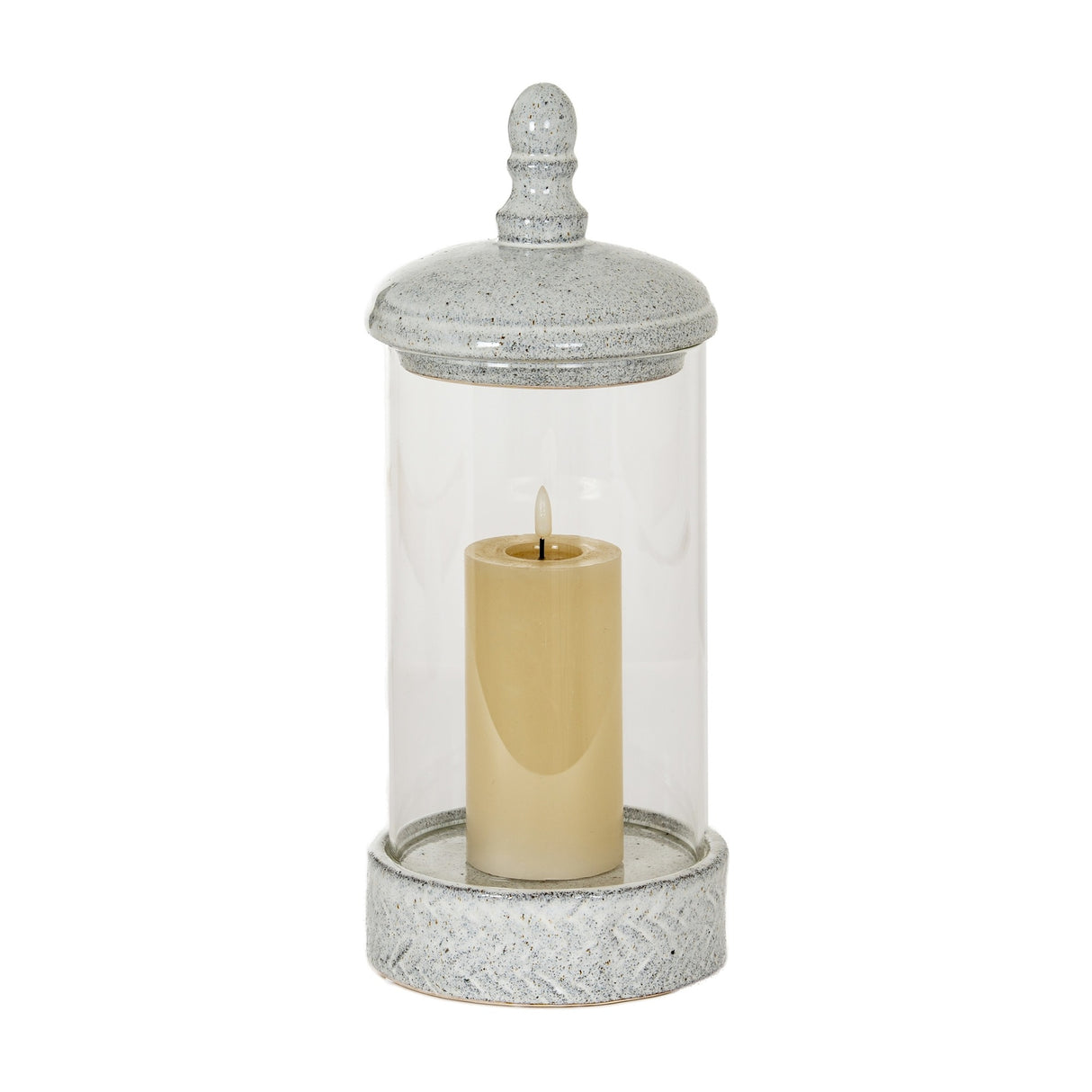 Medium Hurricane Lantern With Lid – White