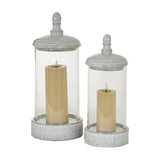 Medium Hurricane Lantern With Lid – White