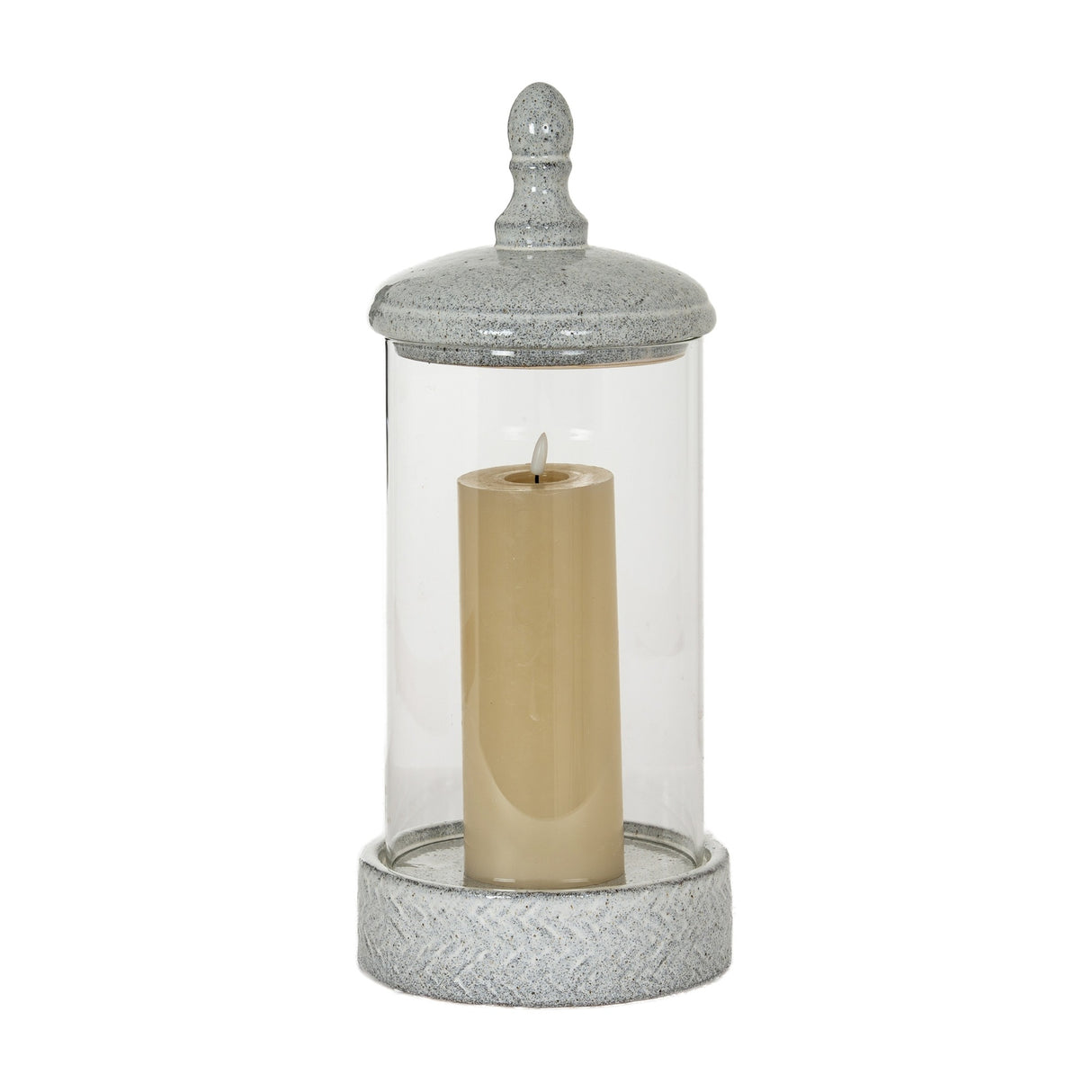 Large Hurricane Lantern with Lid – White