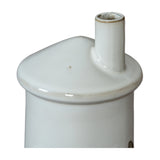 Close-up of the Hill Interiors Medium Lighthouse ceramic tealight holder in white, showing the sloped top and cylindrical spout against a plain background.