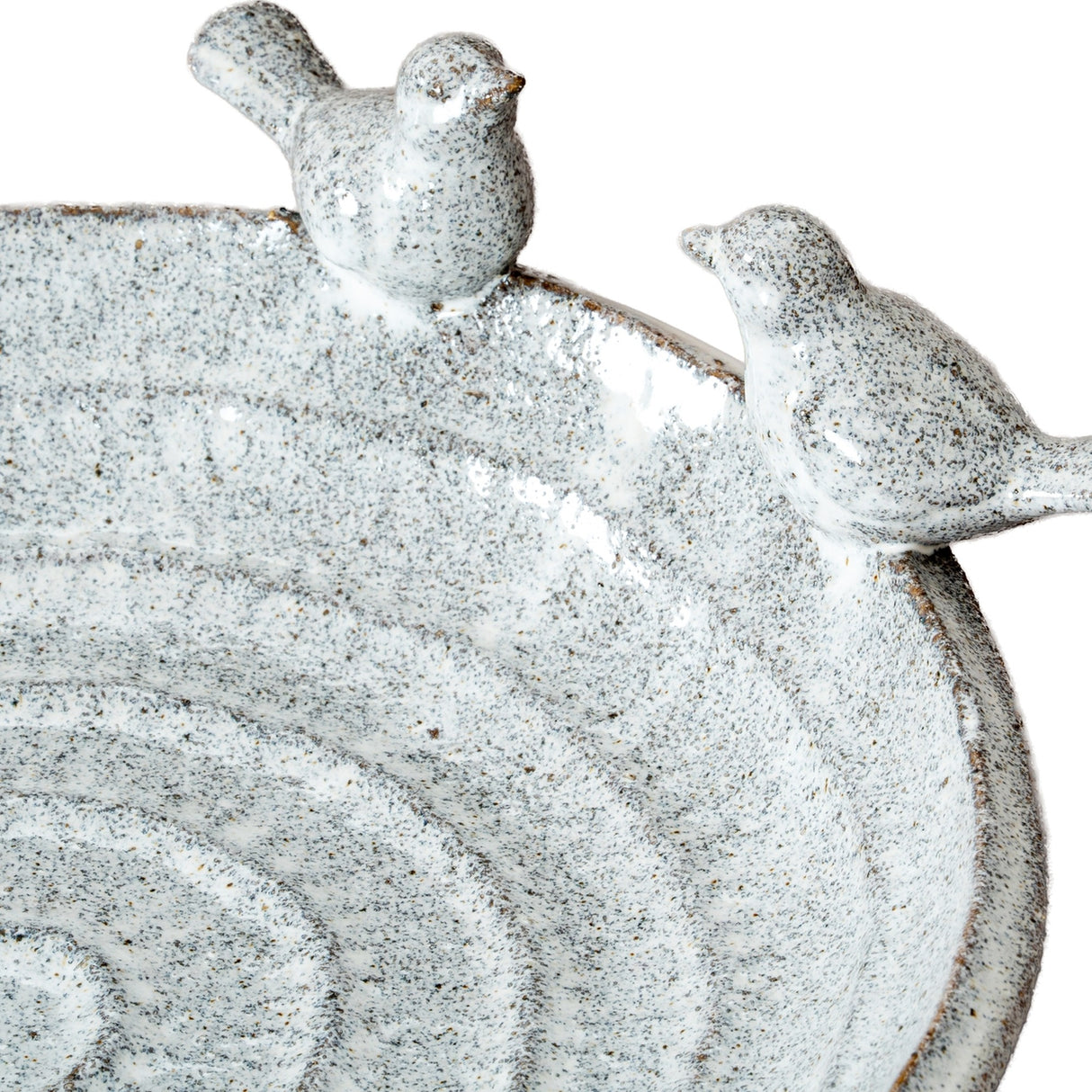 Ceramic Bird Bath Sculpture – White