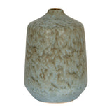 Hill Interiors ceramic bottle vase in grey with a mottled glaze, rounded body and slender neck, shown against a plain white background.