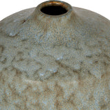 Close-up of Hill Interiors Ceramic Bottle Vase 30cm in Grey, showing the narrow neck and mottled grey glaze with soft blue and brown speckling.