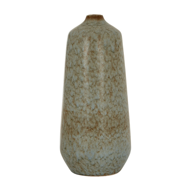 Hill Interiors Tall Ceramic Bottle Vase in mottled grey with a rounded tapered body and slim neck, shown against a plain white background.