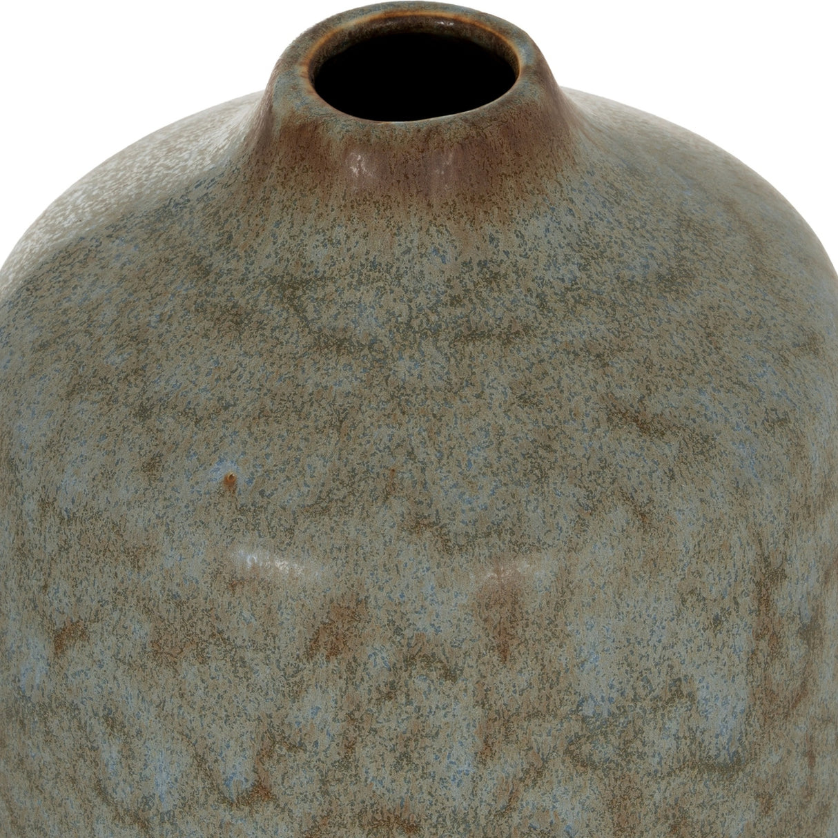 Close-up of the Hill Interiors Tall Ceramic Bottle Vase in grey, showing the rounded body, slim upright neck and mottled matte finish.