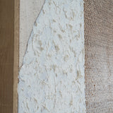 Close-up of Hill Interiors Hand Painted Canvas showing thick white textured brushwork against a beige background, edged by a slim wood frame.