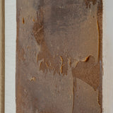 Close-up of Hill Interiors hand painted canvas wall art showing thick brown textured brushwork rising from the canvas within a slim wooden frame.