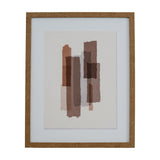 Hill Interiors framed wall art with a portrait abstract print in brown, rust and beige brushstroke blocks, set in a solid wooden frame with white mount.