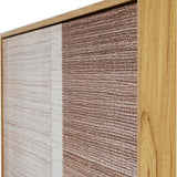 Close-up of Hill Interiors Hand Painted Canvas Wall Art showing brushed multicoloured stripes in warm brown and cream tones within a slim wood frame.