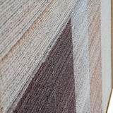 Close-up of Hill Interiors hand painted canvas wall art showing textured brushwork in warm beige and deep brown tones along the slim wood frame edge.