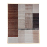 Hill Interiors hand painted canvas wall art in portrait wood frame, with abstract blocks in rust, cream, brown, black and blush tones.