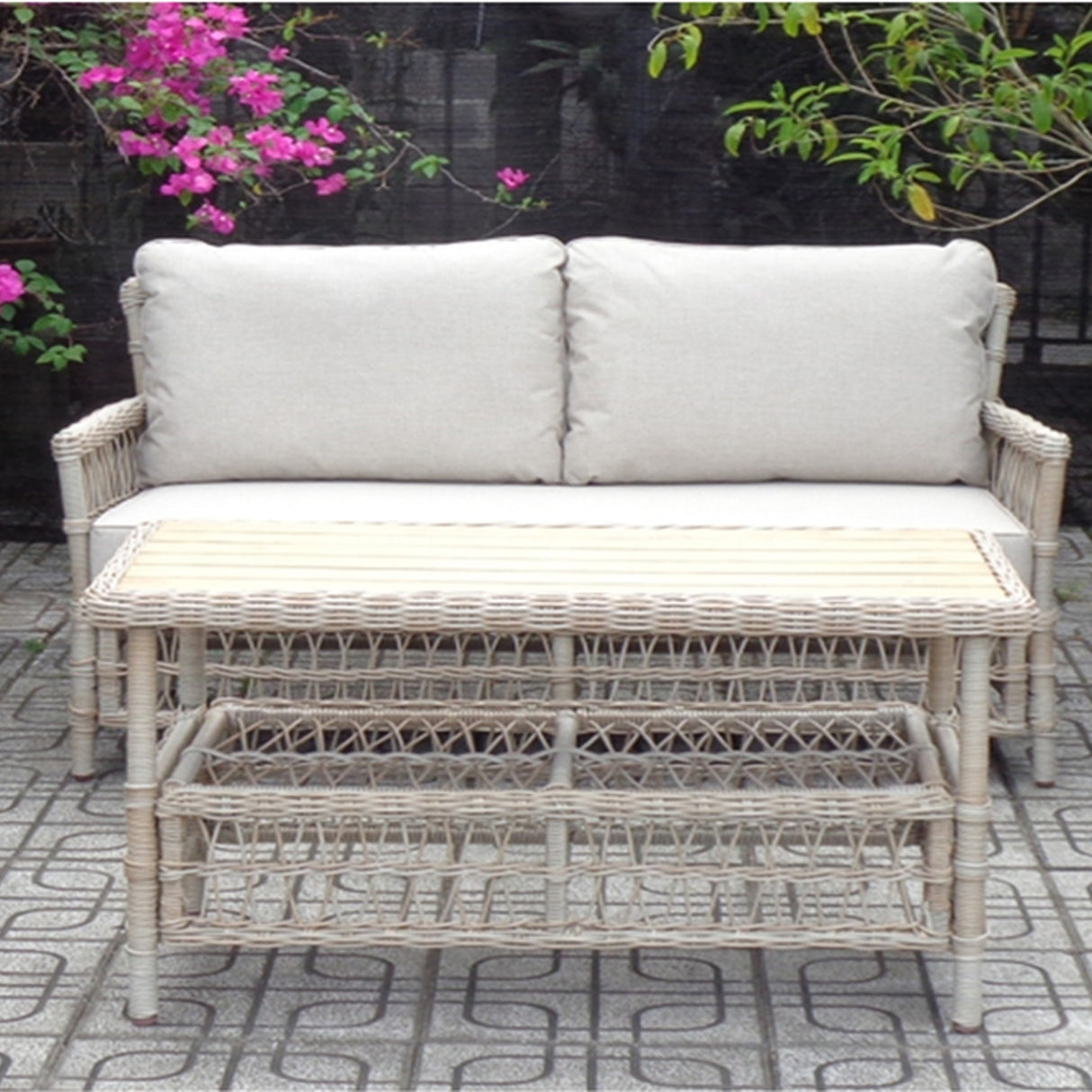 Rattan Four-Seater Garden Lounge Set – Beige