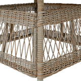 Close-up of woven beige rattan-effect detailing on Hill Interiors Outdoor 4 Seater Round Metal Dining Set, showing open lattice and tight coiled weave.