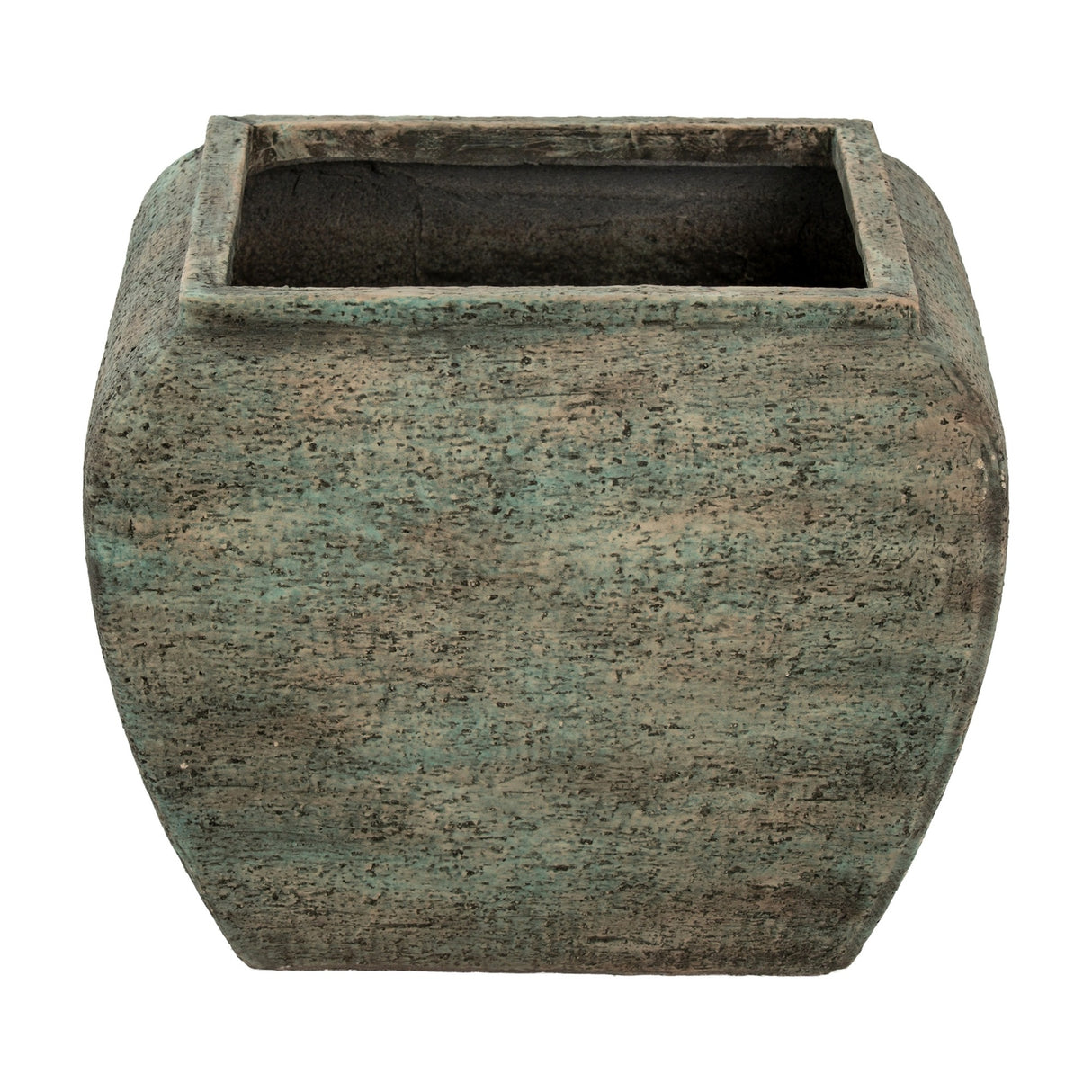 Square Drum Concrete Planters Set of 2 – Green