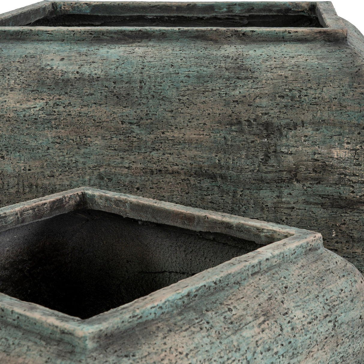 Square Drum Concrete Planters Set of 2 – Green