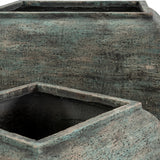 Square Drum Concrete Planters Set of 2 – Green