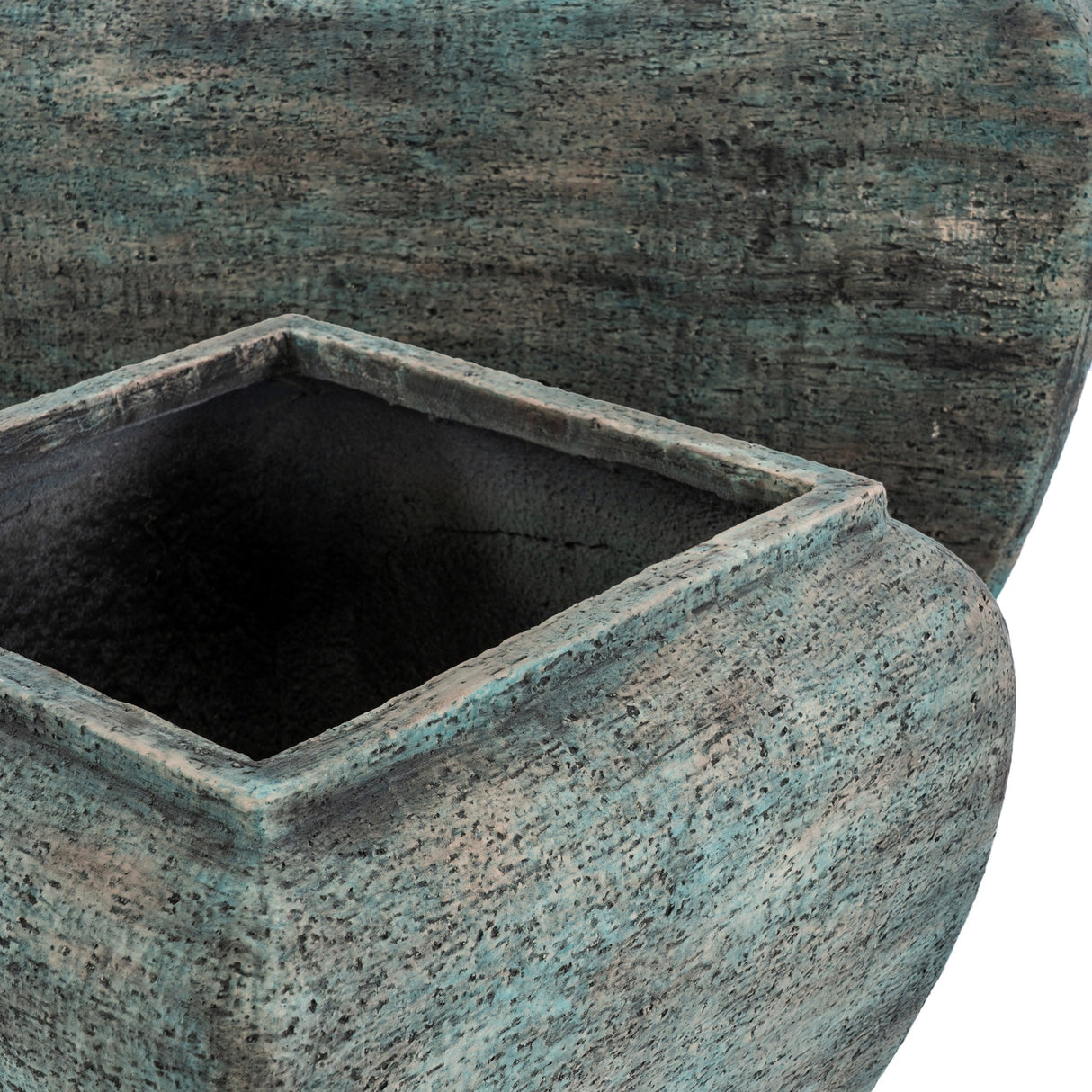 Square Drum Concrete Planters Set of 2 – Green