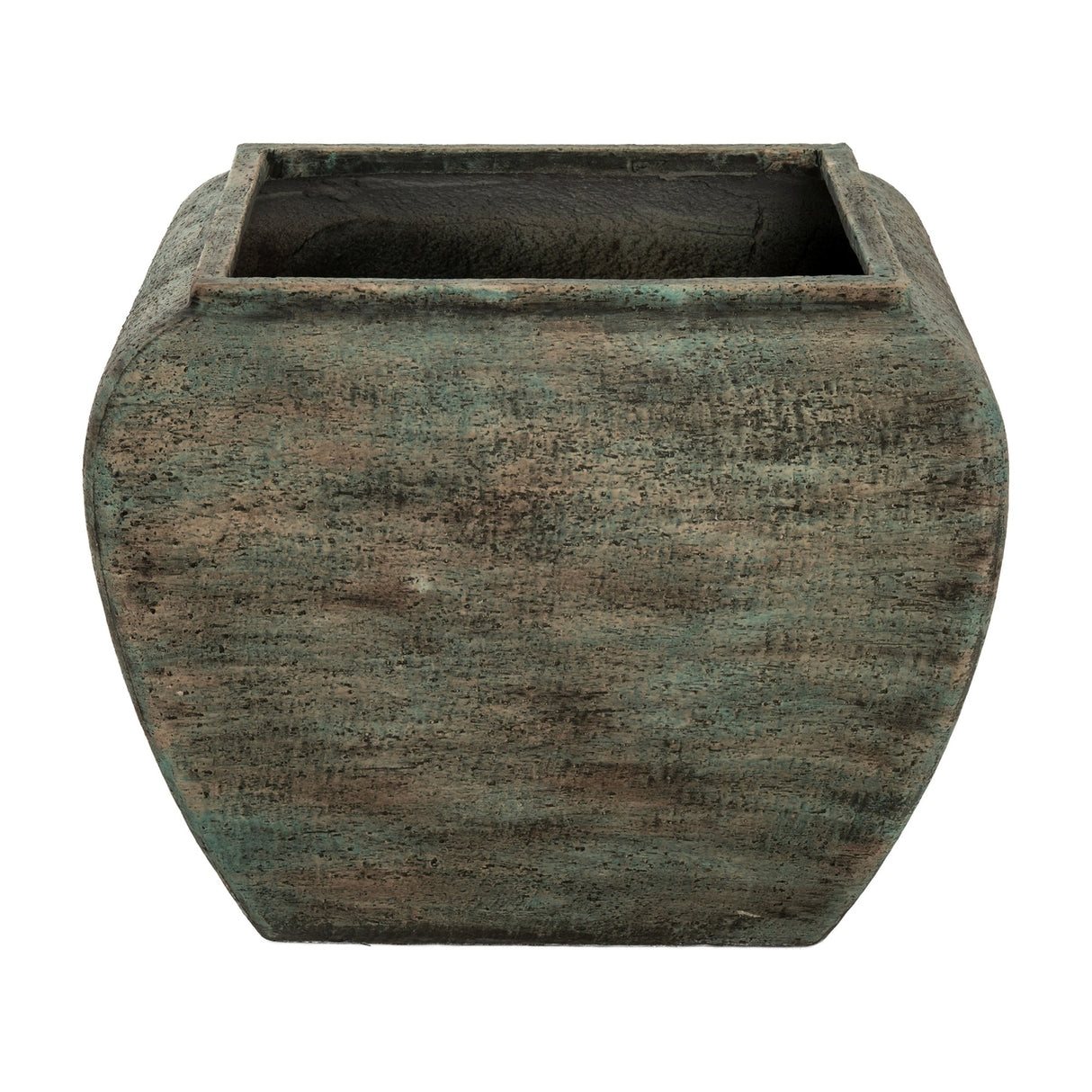 Square Drum Concrete Planters Set of 2 – Green