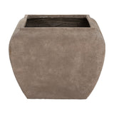 Hill Interiors Square Drum concrete planter in brown with a rounded square form, textured surface and open top, shown on a plain white background.