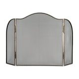 Hill Interiors Large Fire Screen in antique silver finish metal, three-panel design with arched top and mesh infill, shown against a plain white background.