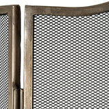Close-up of Hill Interiors Large Fire Screen showing the antique silver metal frame corner and fine black mesh panels.