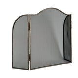 Hill Interiors Large Fire Screen in antique silver finish metal, with an arched mesh panel and hinged side wing, shown on a plain white background.