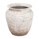 Hill Interiors Rustic Wash Concrete Planter in natural cream with a weathered textured finish, rounded urn shape and wide opening, on a plain background.
