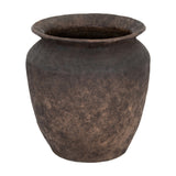 Hill Interiors Earthen Wash Concrete Planter with a wide flared rim, textured brown washed finish and rounded tapered form, shown on a white background.