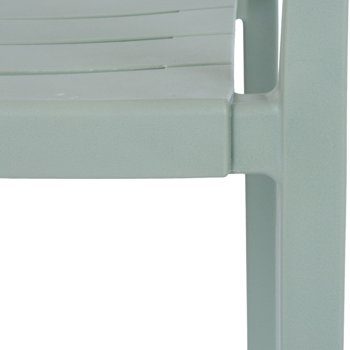 Close-up of the Hill Interiors Carver Accent Chair in grey, showing the moulded plastic seat edge and squared leg frame against a plain white background.