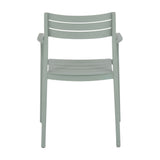 Hill Interiors Carver Accent Chair in soft French grey plastic with a slatted back, moulded seat, and curved armrests, shown on a plain white background.