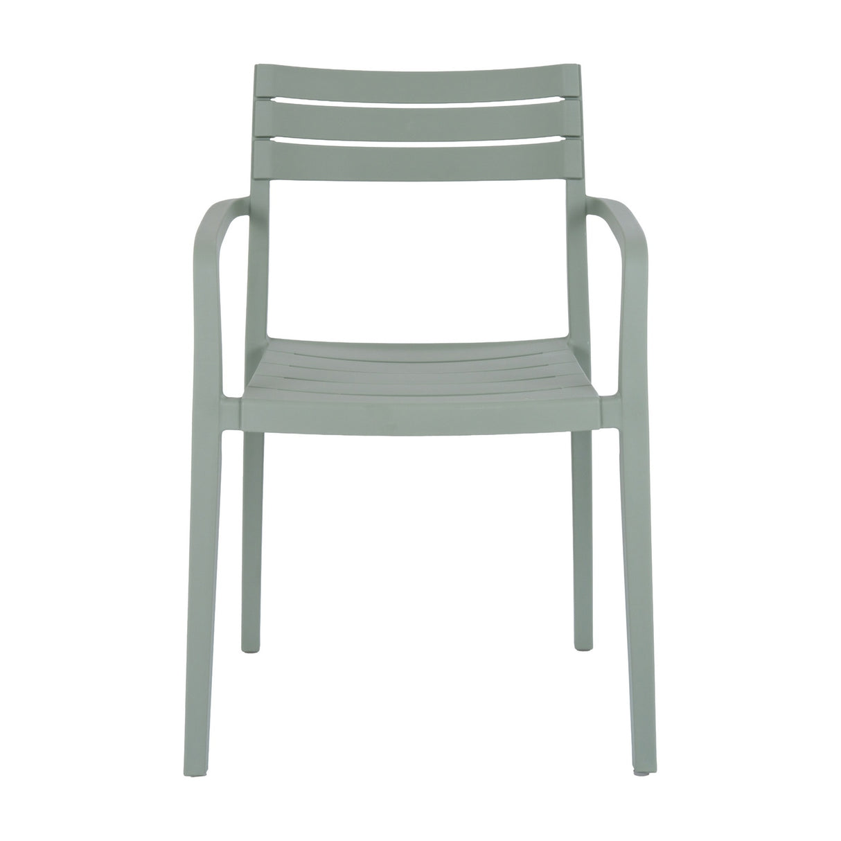 Hill Interiors Carver Accent Chair in French grey plastic with a slatted back, moulded seat and curved armrests, shown on a plain white background.