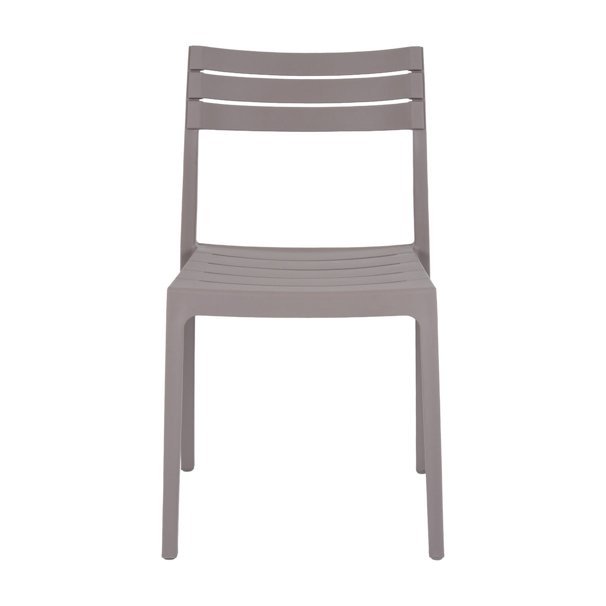Hill Interiors Stone-Effect Moulded Accent Chair in beige plastic with slatted back and seat, shown front-on against a plain white background.