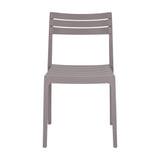 Hill Interiors Stone-Effect Moulded Accent Chair in beige plastic with slatted back and seat, shown front-on against a plain white background.