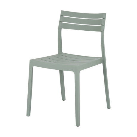 Hill Interiors Moulded Accent Chair in grey plastic with a slatted back and curved seat, shown against a plain white background.