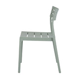Side view of the Hill Interiors Moulded Accent Chair in grey, showing the slatted seat and curved slatted backrest on a plain white background.