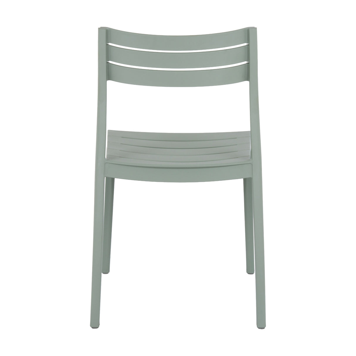 Hill Interiors Moulded Accent Chair in grey plastic, shown from the rear with a slatted curved back and seat on four tapered legs against a white background.