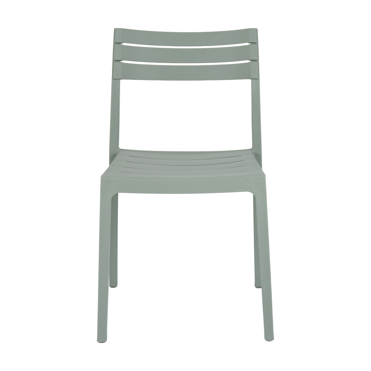 Hill Interiors Moulded Accent Chair in grey plastic with slatted back and curved seat, shown front-on against a plain white background.