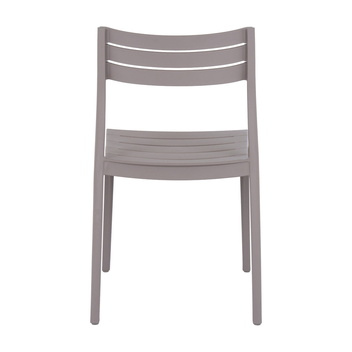Hill Interiors Stone Carver Accent Chair in beige moulded plastic with a slatted curved backrest and seat, shown on a plain white background.