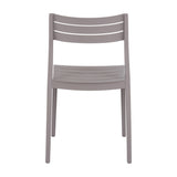Hill Interiors Stone Carver Accent Chair in beige moulded plastic with a slatted curved backrest and seat, shown on a plain white background.