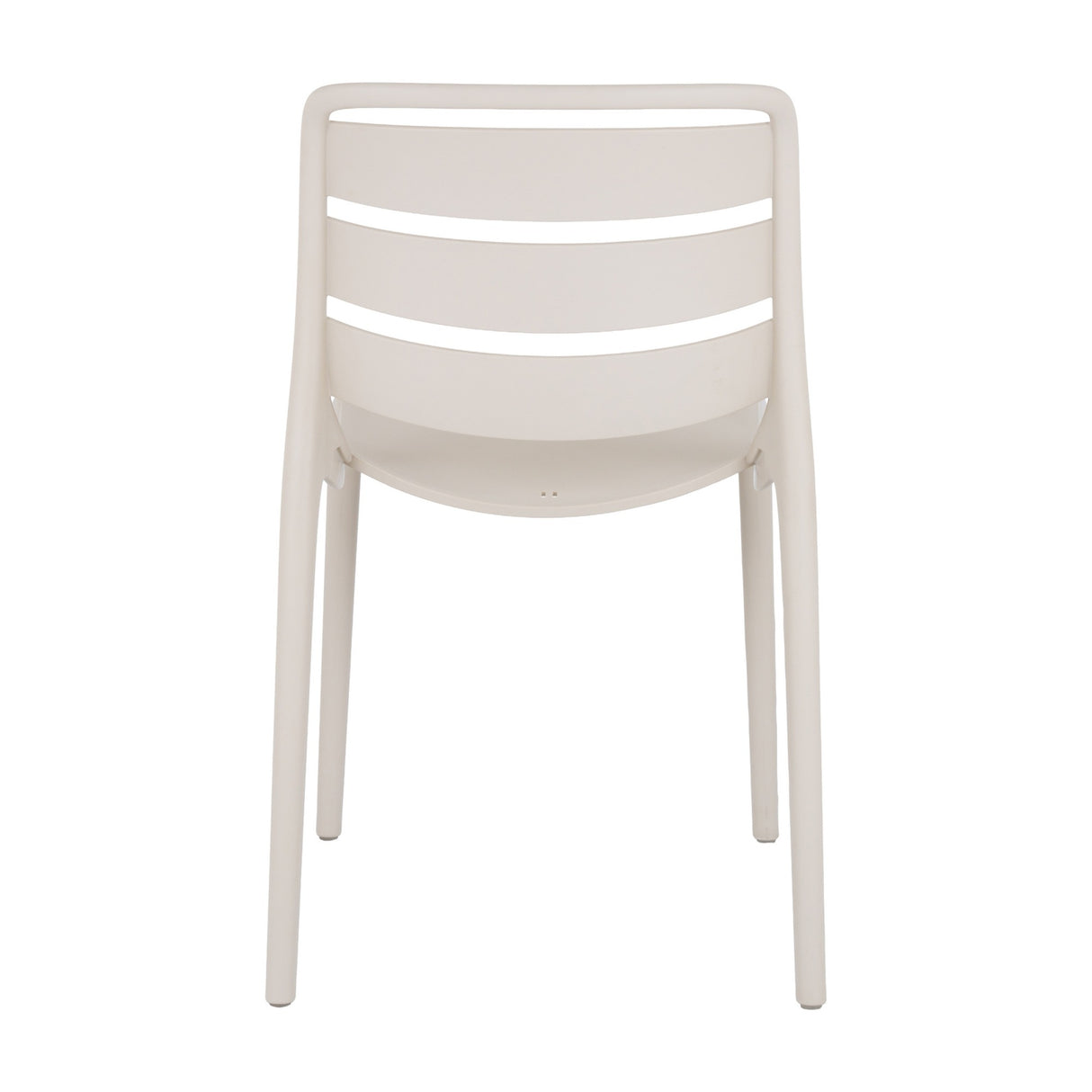Rear view of the Hill Interiors Moulded Accent Chair in beige, showing the curved slatted backrest and slim tapered legs against a plain white background.