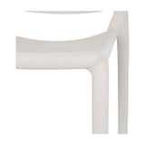 Close-up of the Hill Interiors Moulded Accent Chair in beige, showing the curved seat edge and smooth matte plastic leg against a white background.