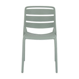 Hill Interiors moulded plastic accent chair in soft grey with a slatted back and curved seat, shown front-on against a plain white background.