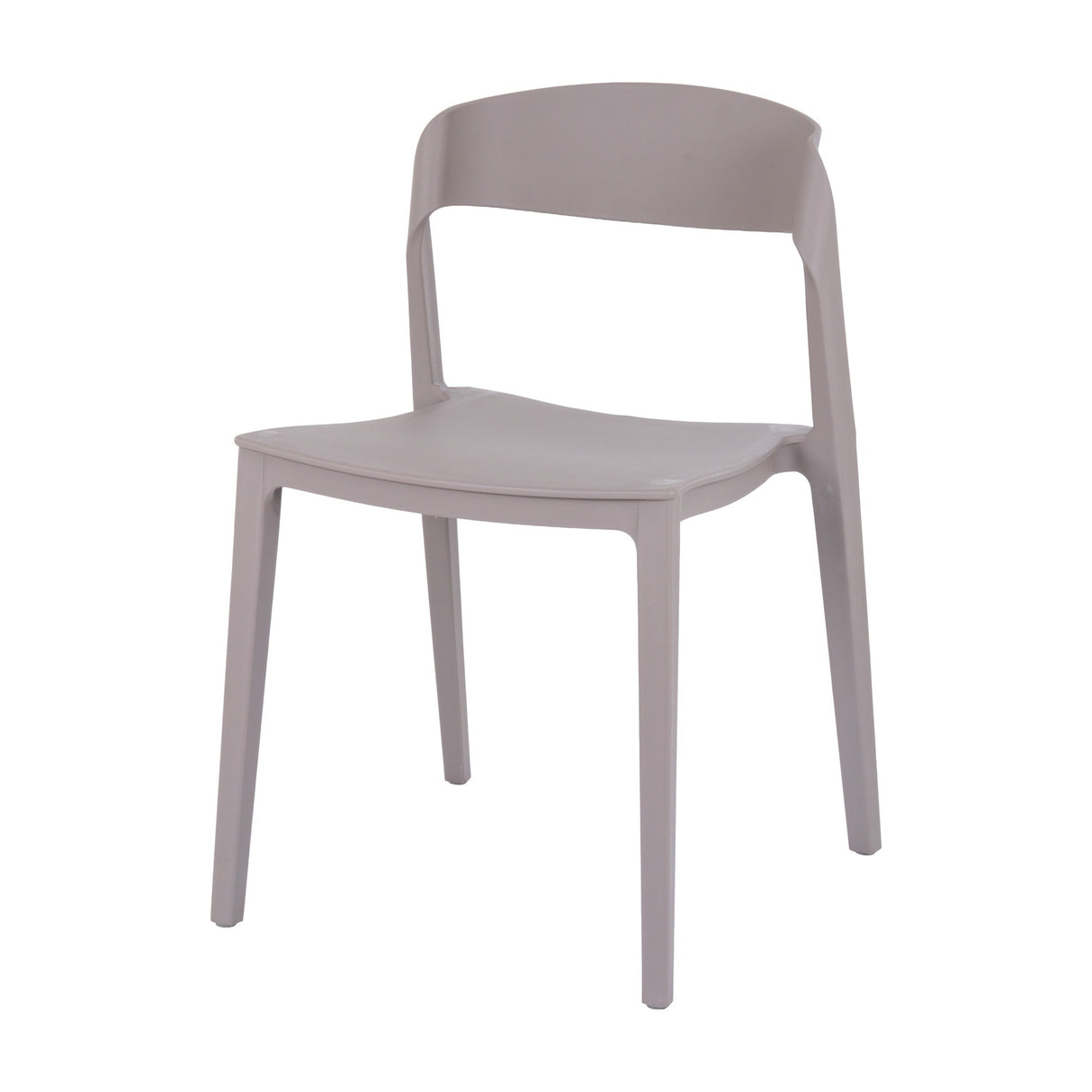 Hill Interiors Stone-Effect Moulded Accent Chair in beige plastic, with a rounded shell back and contoured seat on tapered legs, on a white background.