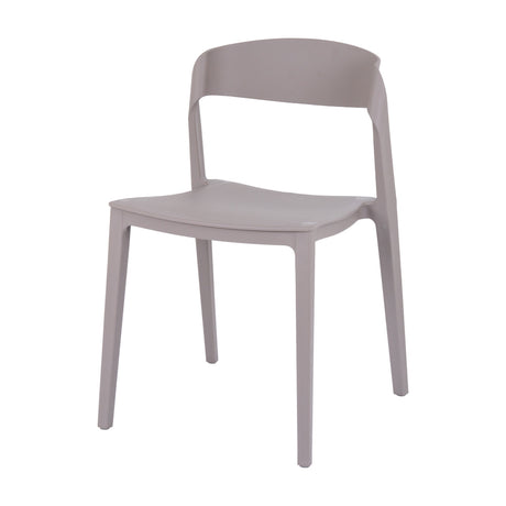 Hill Interiors Stone-Effect Moulded Accent Chair in beige plastic, with a rounded shell back and contoured seat on tapered legs, on a white background.