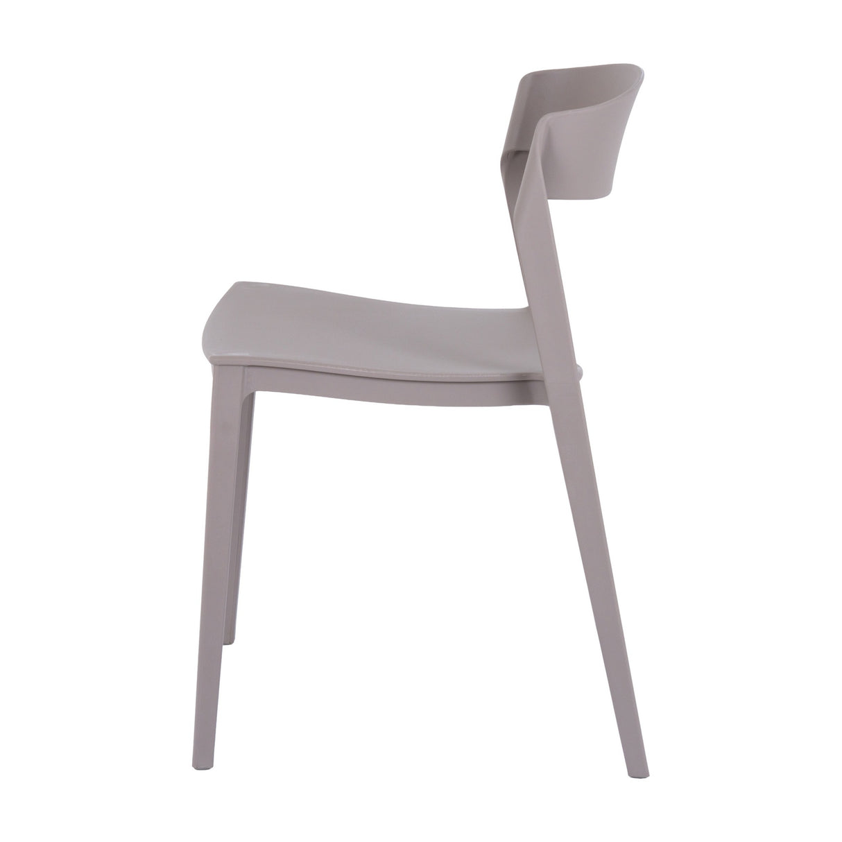 Side view of Hill Interiors Stone-Effect Moulded Accent Chair in beige plastic, showing curved low back and contoured seat on a plain white background.