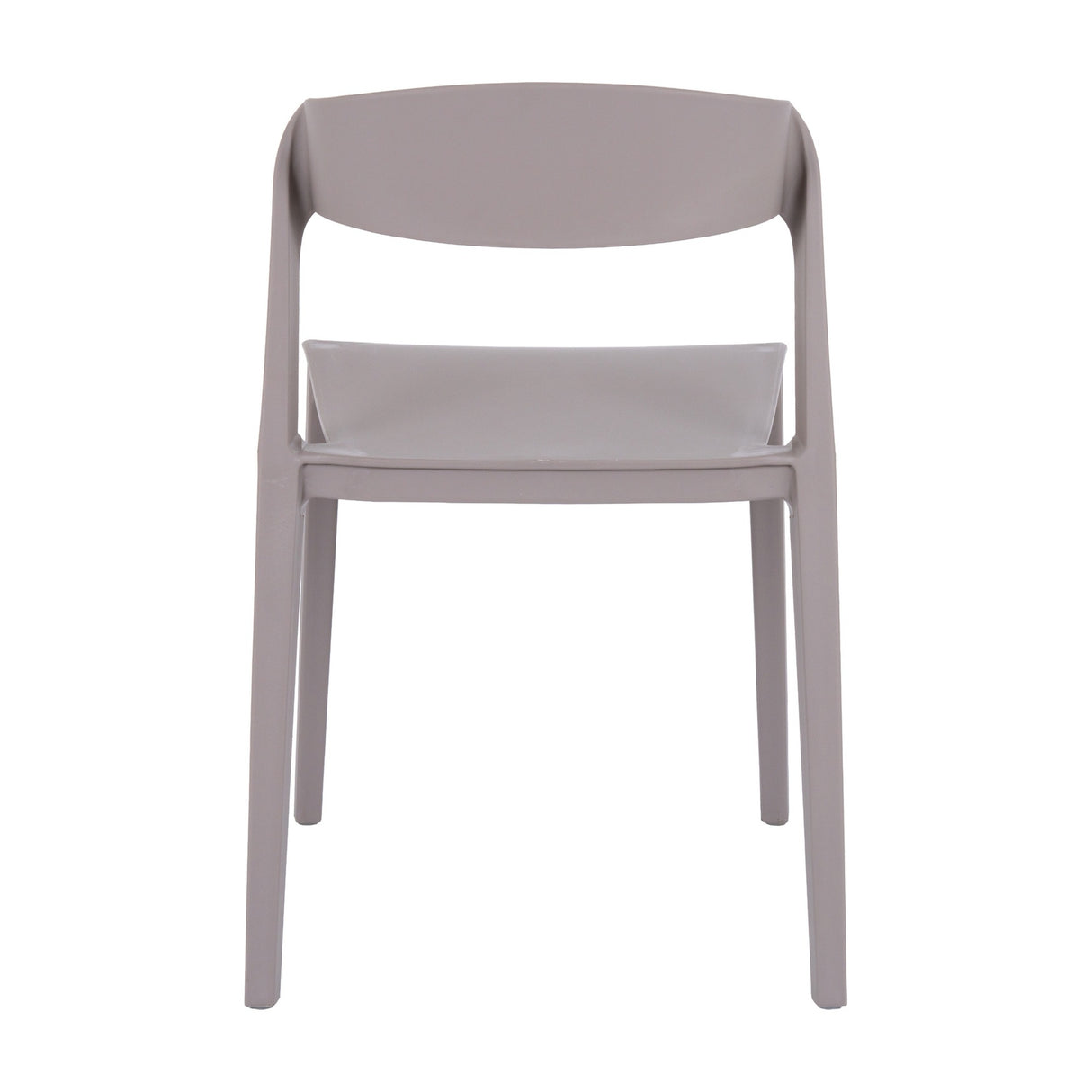 Hill Interiors beige stone-effect moulded accent chair, front view showing rounded low back and contoured seat on four tapered legs against white.